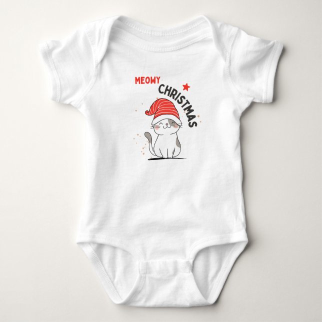 Meowy christmas  baby bodysuit (Front)