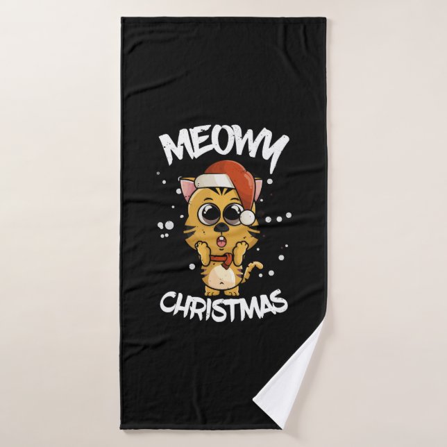 meowy christmas bath towel (Bath Towel)
