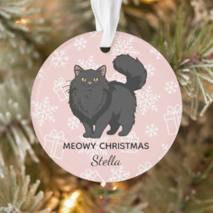 "Meowy Christmas" Black Cat Mom Personalized Ornament