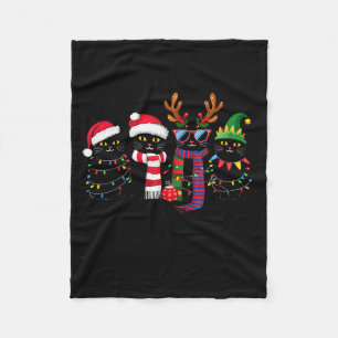 Meowy Christmas Black Cat Xmas For Cat Lover Cat M Fleece Blanket