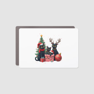 Meowy Christmas Black Cats Play Christmas Tree Lig Car Magnet