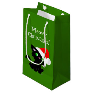 Meowy Christmas Black Kitty Gift Bag