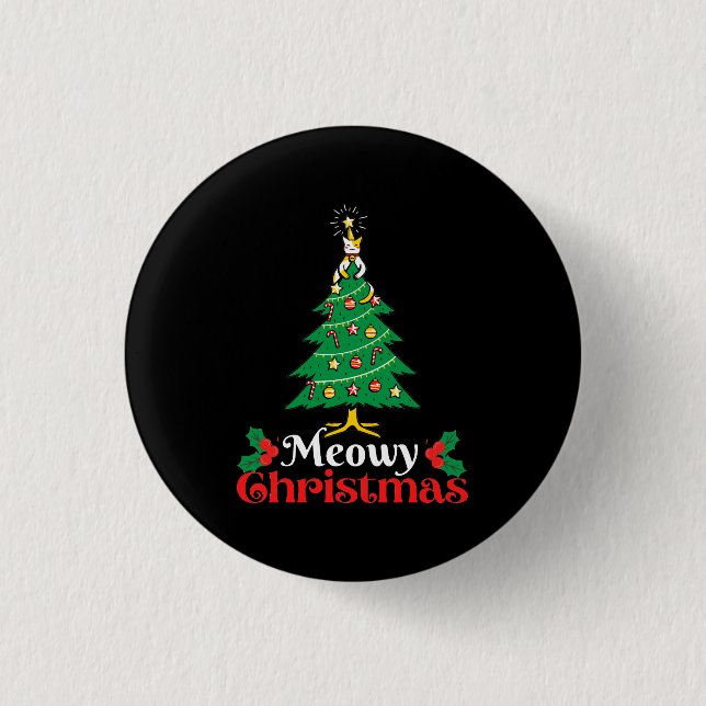 Meowy Christmas  Button (Front)