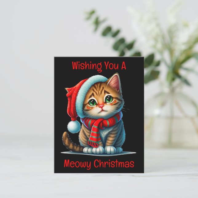 Meowy Christmas Card (Standing Front)