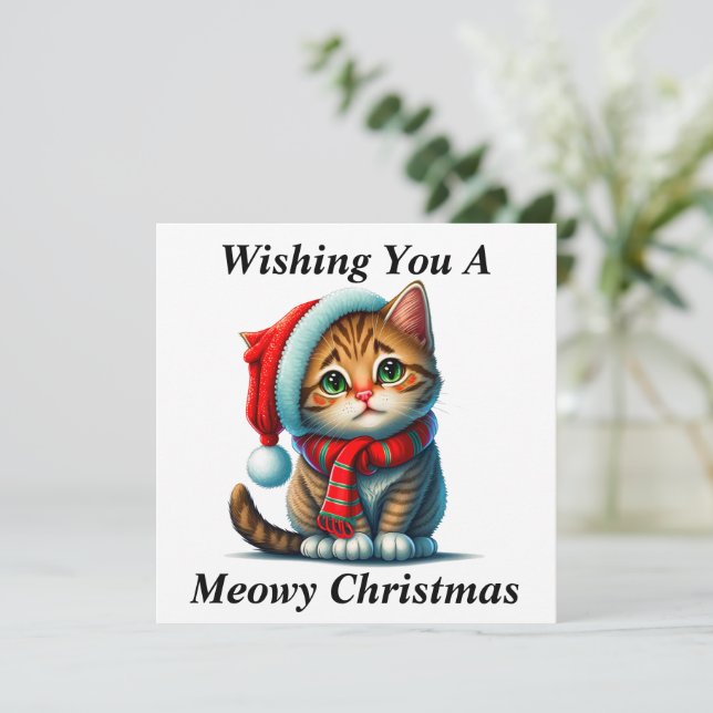 Meowy Christmas Card (Standing Front)