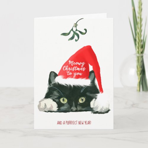 meowy christmas card cute cat holiday xmas