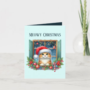 Meowy Christmas cat add message Holiday Card