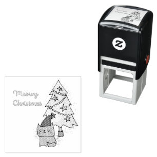 Meowy Christmas Cat and Tree Self-inking Stamp