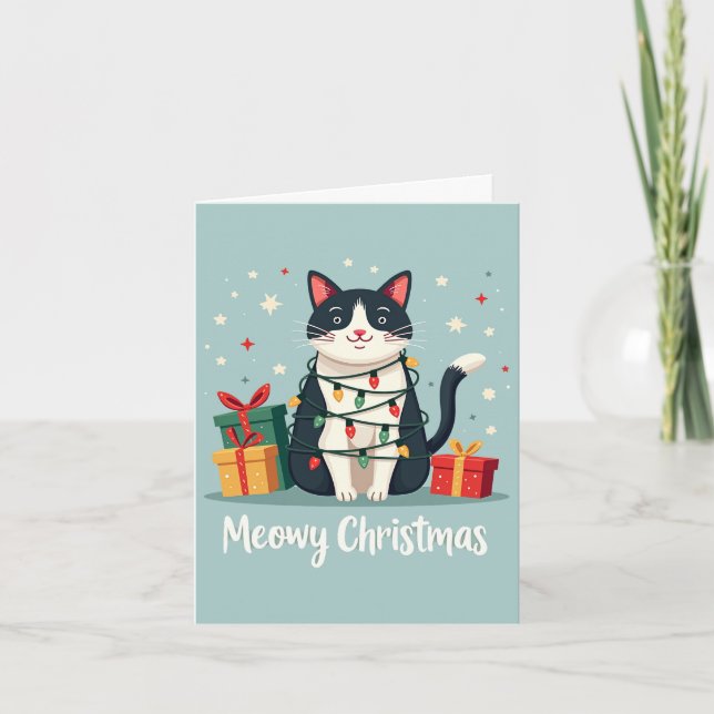 Meowy Christmas Cat Card (Front)