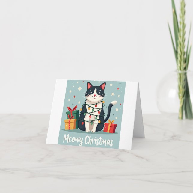 Meowy Christmas Cat Card (Front)