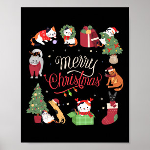 Meowy Christmas Cat Christmas Girls Boys Funny San Poster