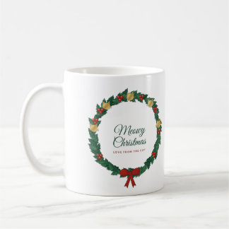 Meowy Christmas Cat Christmas Mug, Holly Wreath Pa Coffee Mug