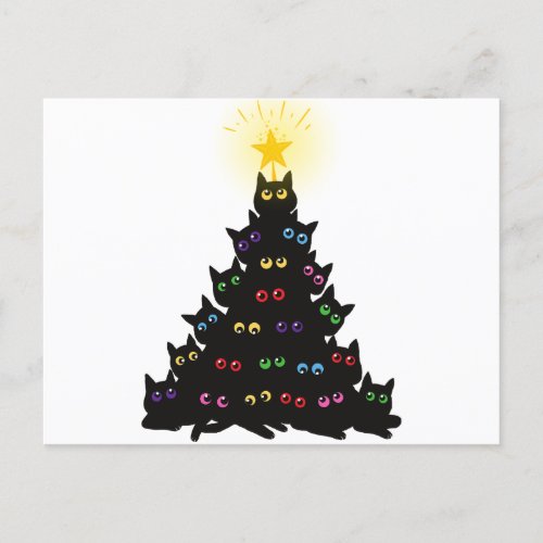 Meowy Christmas Cat Christmas Tree Postcard