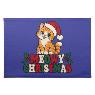 Meowy Christmas Cat Cloth Placemat