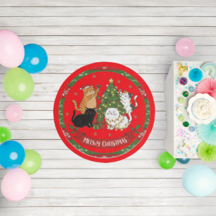 Meowy Christmas Cat Crew Decorating Tree Outdoor Rug