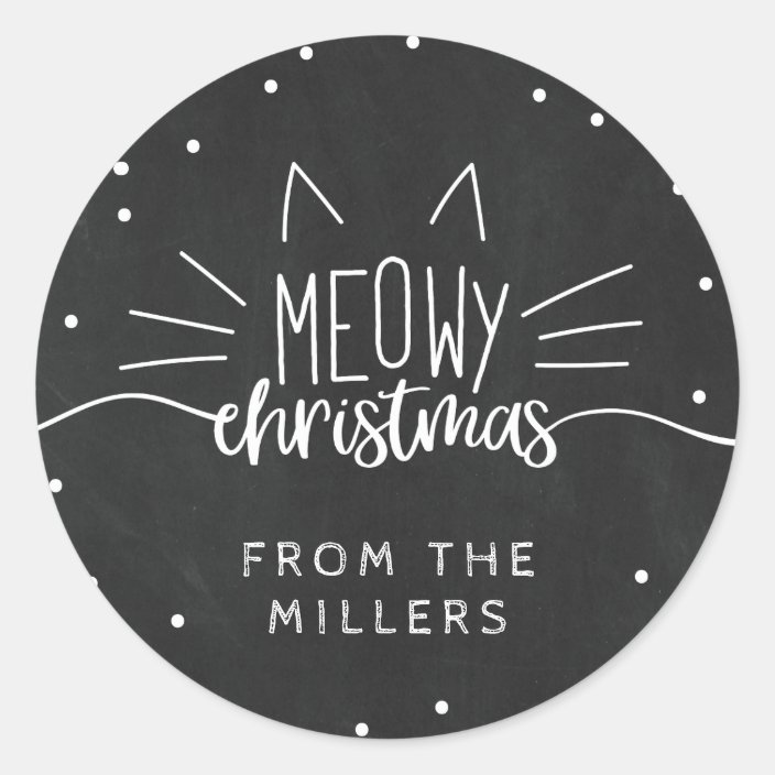 Meowy Christmas Cat Ears & Whiskers Classic Round Sticker