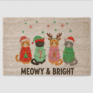 Meowy Christmas Cat Fiber Doormat
