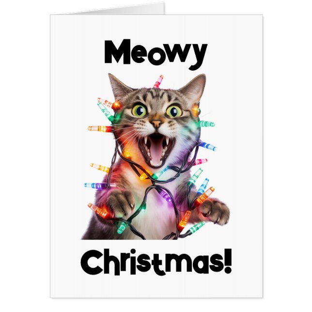 Meowy Christmas Cat Giant Novelty Greeting Card (Front)