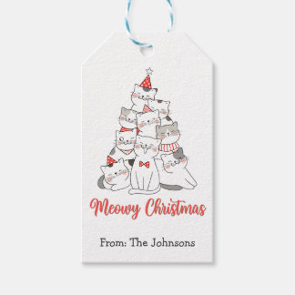 Meowy Christmas Cat Gift Tag For Cat Lover