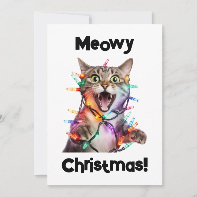 Meowy Christmas Cat Holiday Card Fun (Front)