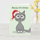 Meowy Christmas Cat Holiday Greeting Card (Yellow Flower)
