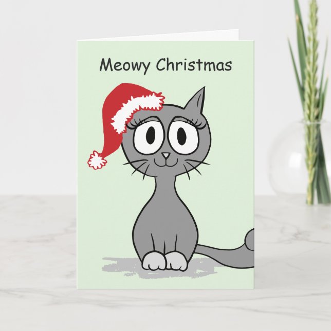 Meowy Christmas Cat Holiday Greeting Card (Front)