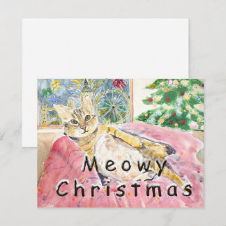 Meowy Christmas cat in London Card