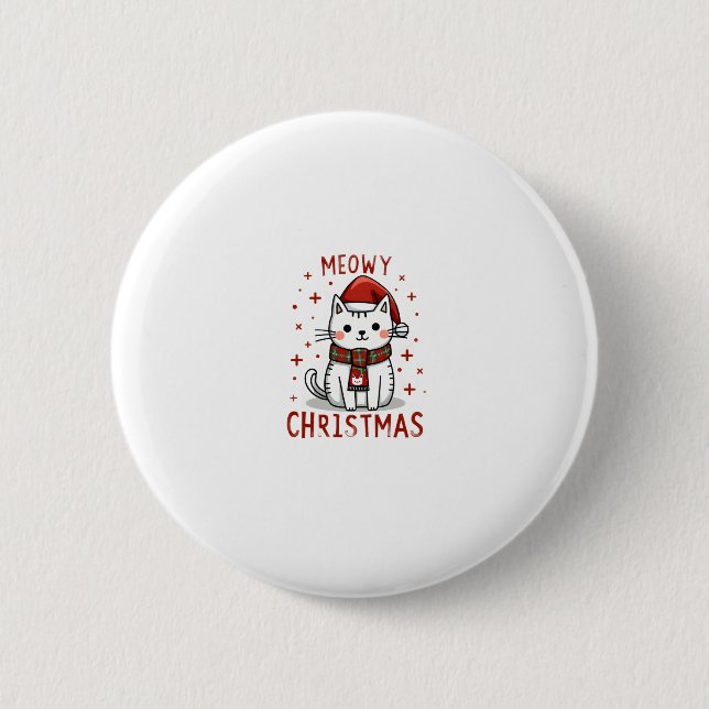 Meowy Christmas Cat Lover Funny Festive Holidays C Button (Front)