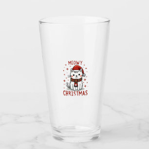 Meowy Christmas Cat Lover Funny Festive Holidays C Glass
