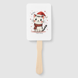 Meowy Christmas Cat Lover Funny Festive Holidays C Hand Fan