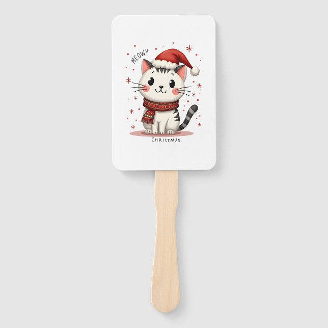 Meowy Christmas Cat Lover Funny Festive Holidays C Hand Fan (Front)