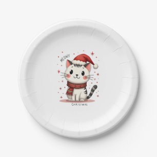Meowy Christmas Cat Lover Funny Festive Holidays C Paper Plates