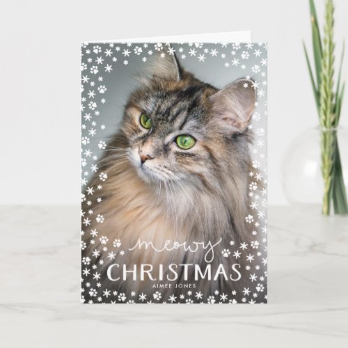 Meowy Christmas Cat Lover Holiday Folded Card
