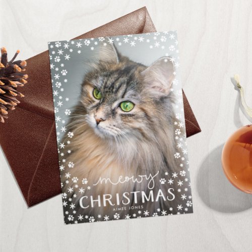 Meowy Christmas Cat Lover Holiday Photo Card