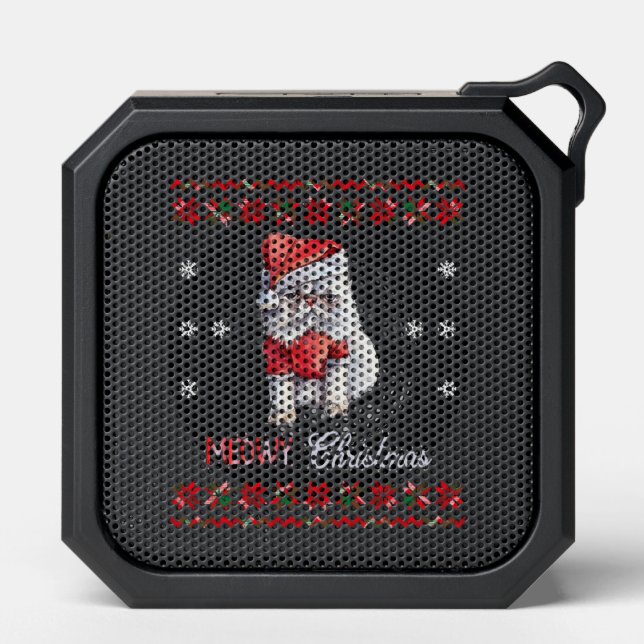 Meowy Christmas, Cat Lover Merry Christmas catmas Bluetooth Speaker (Front)