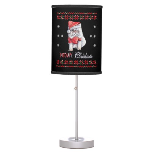 Meowy Christmas Cat Lover Merry Christmas catmas Table Lamp