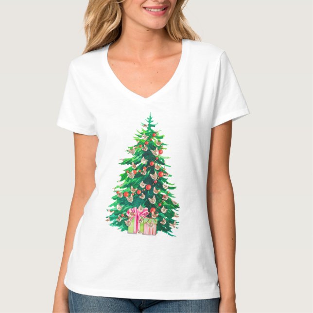 Meowy Christmas Cat Mom Shirt - Funny Tree Tee! (Front)