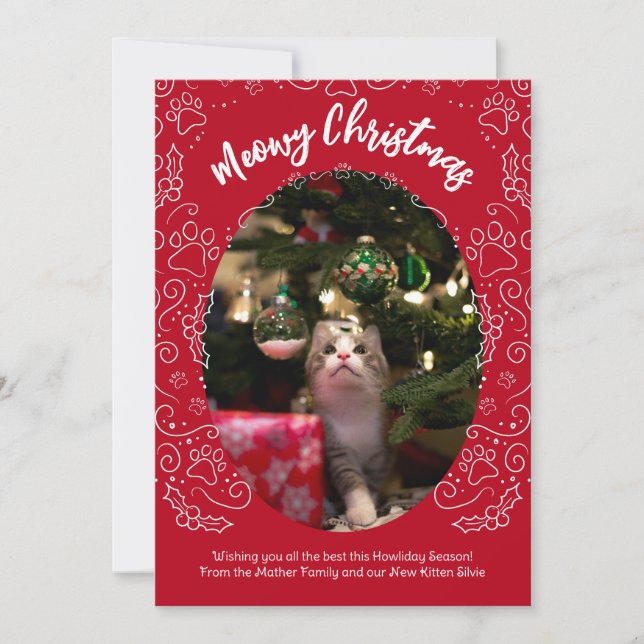 Meowy Christmas Cat Pet Christmas Card (Front)