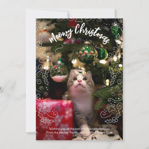 Meowy Christmas Cat Pet Photo Christmas Card