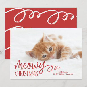 Meowy Christmas Cat Pet Photo Holiday Card