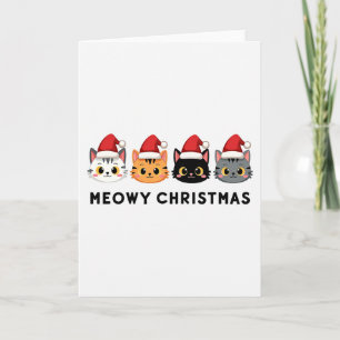Meowy Christmas Cat Pun Funny Holiday Card