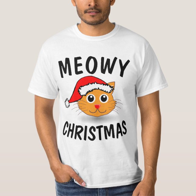 Meowy Christmas Cat T-shirts (Front)