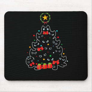 Meowy Christmas Cat Tree Kitty For Cat Lover  Mouse Pad