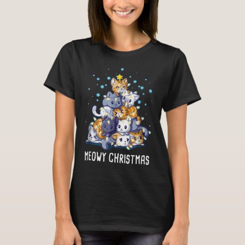 Meowy Christmas Cat Tree T shirt
