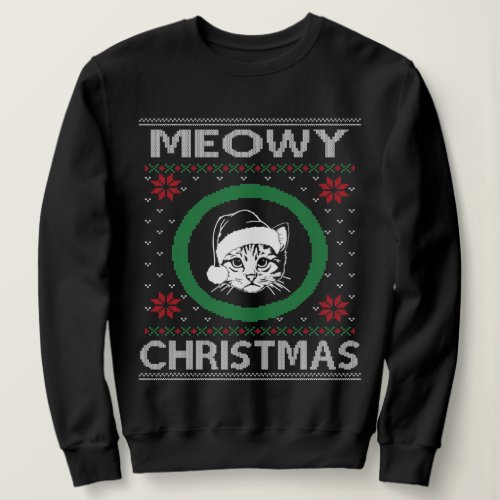 Meowy Christmas Cat Ugly Sweater for Holiday