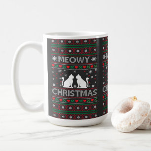 Meowy Christmas Cat Ugly Sweater T-Shirt  Coffee Mug
