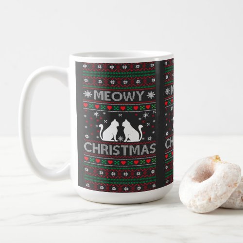 Meowy Christmas Cat Ugly Sweater T_Shirt  Coffee Mug