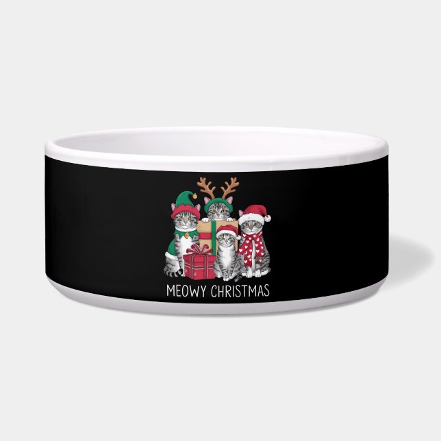 Meowy Christmas Cat Xmas Funny Cats Lover  Bowl (Front)