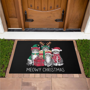 Meowy Christmas Cat Xmas Funny Cats Lover  Doormat