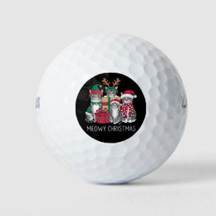Meowy Christmas Cat Xmas Funny Cats Lover Golf Balls